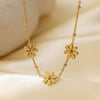 Wholesale Women's Sweet Fashionable Nonfading Electroplated Titanium Steel Necklace With Heart And Flower Patterns
