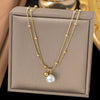 Wholesale Women's Sweet Fashionable Nonfading Electroplated Titanium Steel Necklace With Heart And Flower Patterns