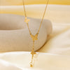 Wholesale Women's Sweet Fashionable Nonfading Electroplated Titanium Steel Necklace With Heart And Flower Patterns