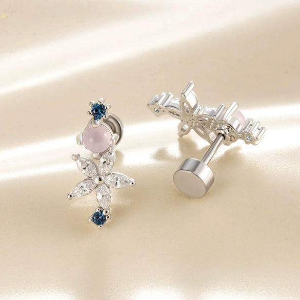 Wholesale Women's Sweet Flower Titanium Steel Electroplated Cartilage Ear Nail