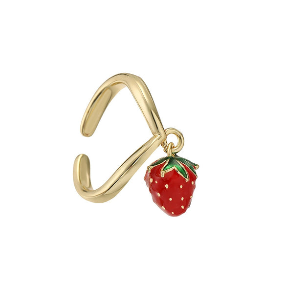 Wholesale Women's Sweet Fruit Style Copper Dripping Oil Opening Adjustable Ring