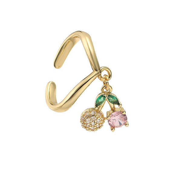 Wholesale Women's Sweet Fruit Style Copper Dripping Oil Opening Adjustable Ring