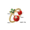 Wholesale Women's Sweet Fruit Style Copper Drop Cherry And Strawberry Open Adjustable Ring With Dripping Oil Design