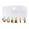 Wholesale Women's Sweet Geometric Artificial Pearl And Alloy Fishtail Moon Earrings Set With Pearl Inlaid