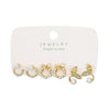 Wholesale Women's Sweet Geometric Artificial Pearl And Alloy Fishtail Moon Earrings Set With Pearl Inlaid