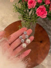 Wholesale Women's Sweet Geometric Copper And 925 Silver Earrings Set With Pearls