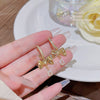 Wholesale Women's Sweet Geometric Copper And 925 Silver Earrings Set With Pearls