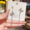 Wholesale Women's Sweet Geometric Copper And 925 Silver Earrings Set With Pearls