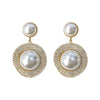 Wholesale Women's Sweet Geometric Copper And 925 Silver Earrings Set With Pearls