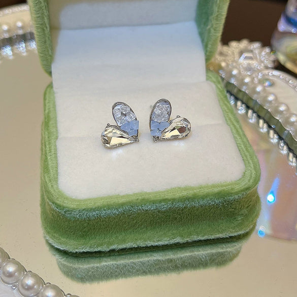 Wholesale Women's Sweet Geometric Copper And 925 Silver Earrings Set With Pearls