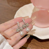 Wholesale Women's Sweet Geometric Copper And 925 Silver Earrings Set With Pearls