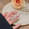 Wholesale Women's Sweet Geometric Copper And 925 Silver Earrings Set With Pearls