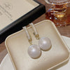 Wholesale Women's Sweet Geometric Copper And 925 Silver Earrings Set With Pearls