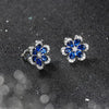 Wholesale Women's Sweet Geometric Flower Earrings 925 Sterling Silver With Zirconium Sapphire Electroplated