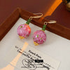 Wholesale Women's Sweet Geometric Glass Bead Earrings With Zirconia Design