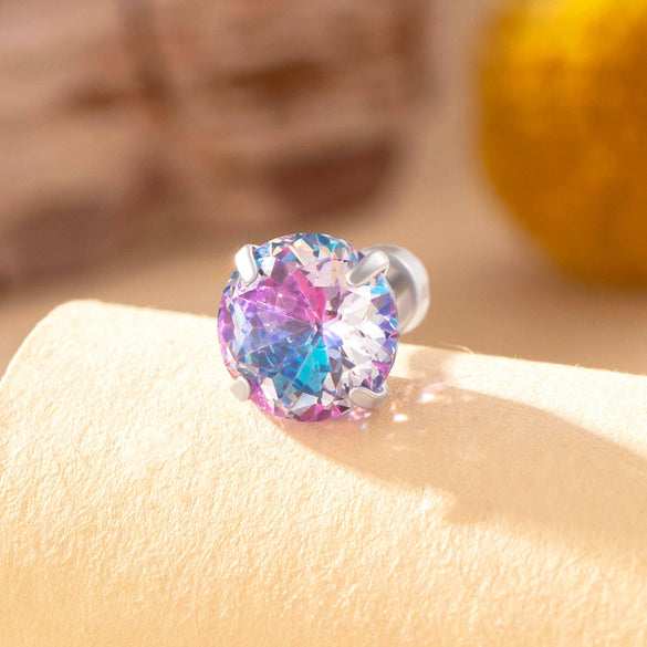 Wholesale Women's Sweet Geometric Inlaid Zircon Titanium Steel Ear Nail