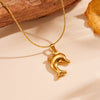 Wholesale Women's Sweet Geometric Titanium Steel Dolphin Pendant Beach Necklace With Pearl Electroplated