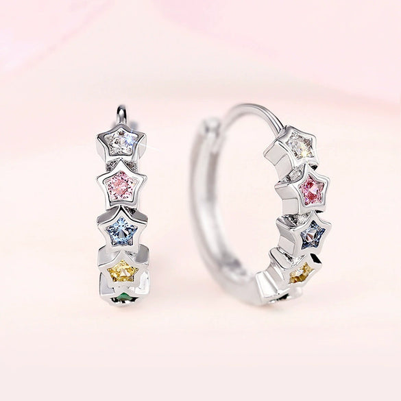 Wholesale Women's Sweet Geometric Zircon Earrings With Star Shape Copper Material