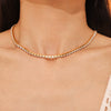 Wholesale Women's Sweet Geometric Zircon 316L Stainless Steel Necklace With 18K Gold Plated Chain