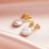 Wholesale Women's Sweet Girl Bow S925 Sterling Silver Natural Freshwater Pearl Pendant Earrings With Electroplating