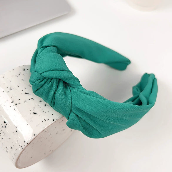 Wholesale Women's Sweet Handmade Cloth Widebrimmed Knotted Solid Color Cross Hair Band Hair Accessories