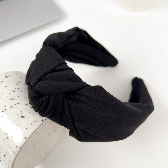 Wholesale Women's Sweet Handmade Cloth Widebrimmed Knotted Solid Color Cross Hair Band Hair Accessories