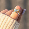 Wholesale Women's Sweet Heartshaped Copper Ring With Gold Rim And Electroplating Treatment