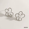 Wholesale Women's Sweet Hollow Flower Pearl Earrings With Electroplating Design In Stainless Steel