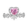 Wholesale Women's Sweet Pink Love Geometric Zircon S925 Sterling Silver Ring With Heart Shape Design And Electroplating