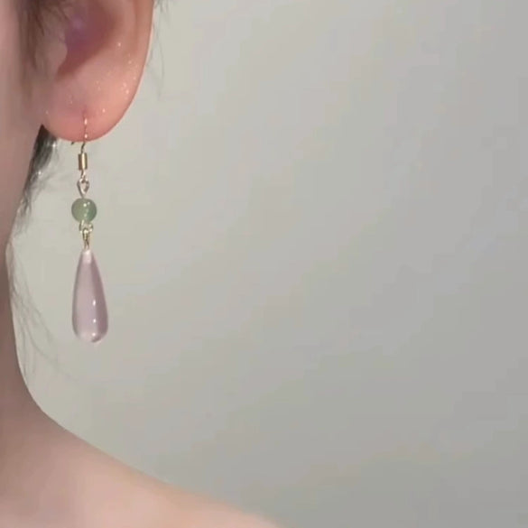 Wholesale Women's Sweet Retro Resin Water Drop Shape Handmade Ear Hook Earrings