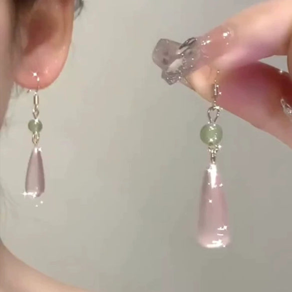 Wholesale Women's Sweet Retro Resin Water Drop Shape Handmade Ear Hook Earrings