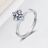 Wholesale Women's Sweet Ring S925 Sterling Silver Single Diamond Four Claw Geometric Electroplated