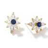 Wholesale Women's Sweet Style Copper And Glass Ear Jewelry With Colorful Zircon And Sunflower Pattern Inlaid With Diamonds And Electroplating Treatment