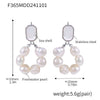Wholesale Women's Sweet Style Freshwater Pearl And Shell Earrings With Geometric Design And Electroplating Made Of Stainless Steel