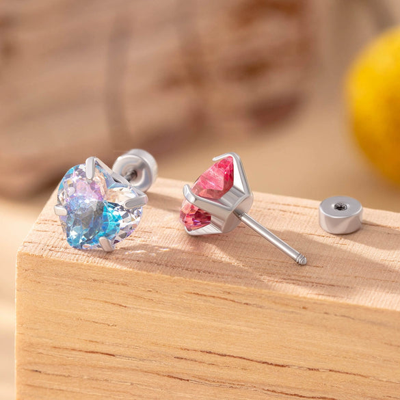 Wholesale Women's Sweet Style Heartshaped Zircon Inlaid Titanium Steel Ear Nail
