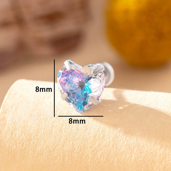 Wholesale Women's Sweet Style Heartshaped Zircon Inlaid Titanium Steel Ear Nail
