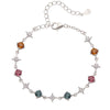 Wholesale Women's Sweet Style Natural Tourmaline S925 Sterling Silver Star Shaped Gemstone Set Bracelet