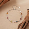Wholesale Women's Sweet Style Natural Tourmaline S925 Sterling Silver Star Shaped Gemstone Set Bracelet