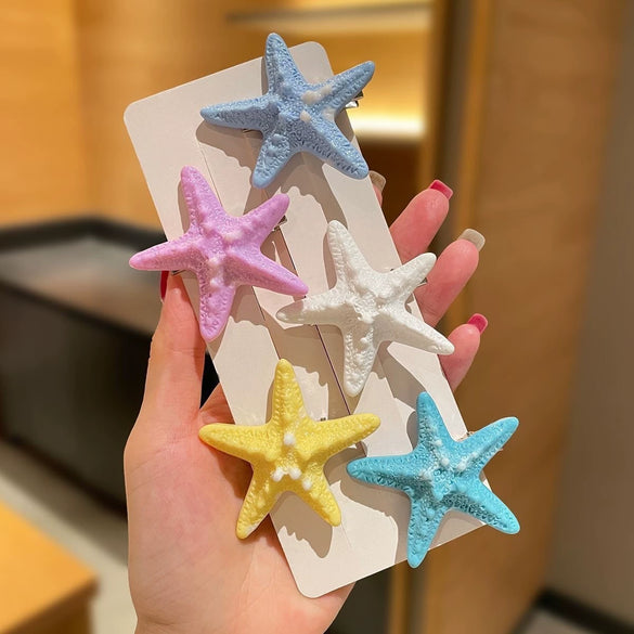 Wholesale Women's Sweet Style Starfish Duckbill Clip Hairpin Headwear Accessories With Glue Processing