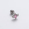 Wholesale Women's Sweet Style Titanium Steel Earrings With Pink Zircon And Heart Shape Design