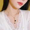 Wholesale Women's Tassel Double Fourleaf Clover Pendant Necklace In Titanium Steel And Copper Inlaid With Zircon Featuring Flower Pattern