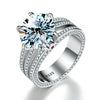 Wholesale Women's Three Rows Six Claw Ring In S925 Sterling Silver With Geometric Pattern And Electroplating Treatment