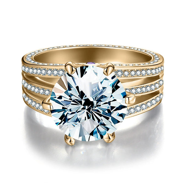 Wholesale Women's Three Rows Six Claw Ring In S925 Sterling Silver With Geometric Pattern And Electroplating Treatment