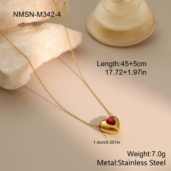 Wholesale Women's Threedimensional Heartshaped Geometric Stainless Steel 18K Gold Electroplated Necklace