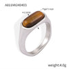 Wholesale Women's Tiger's Eye Stone Vintage Plain Ring In Smooth Titanium Steel With Geometric Design And Electroplating