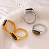 Wholesale Women's Tiger's Eye Stone Vintage Plain Ring In Smooth Titanium Steel With Geometric Design And Electroplating