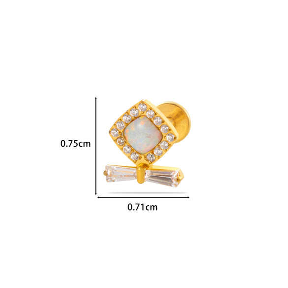 Wholesale Women's Titanium Alloy Ear Nail And Lip Nail Rod With Butterfly Star Moon And Flower Pattern Electroplating