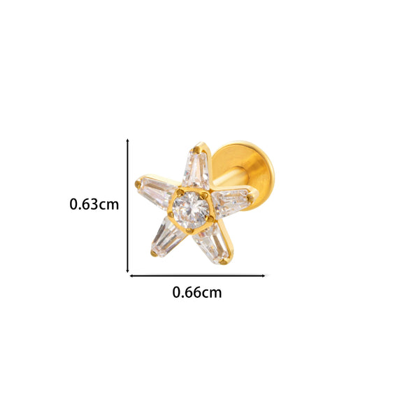 Wholesale Women's Titanium Alloy Ear Nail And Lip Nail Rod With Butterfly Star Moon And Flower Pattern Electroplating