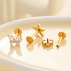 Wholesale Women's Titanium Alloy Ear Nail And Lip Nail Rod With Butterfly Star Moon And Flower Pattern Electroplating
