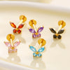 Wholesale Women's Titanium Alloy Heart Shape Inlaid Zircon Electroplated Butterfly Internal Tooth Screw Lip Nail Rod Cartilage Puncture Ear Bone Nail